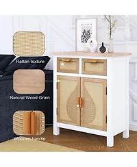 Hand-Carved Accent Cabinet: Traditional Charm with Practical Storage
