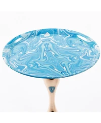 Streamdale Modern Round Coffee Table, Metal Pedestal Table for Small Spaces
