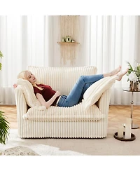 Streamdale Slipcovered Armchair with Large Cushions and Pillows in Cozy Cream Corduroy