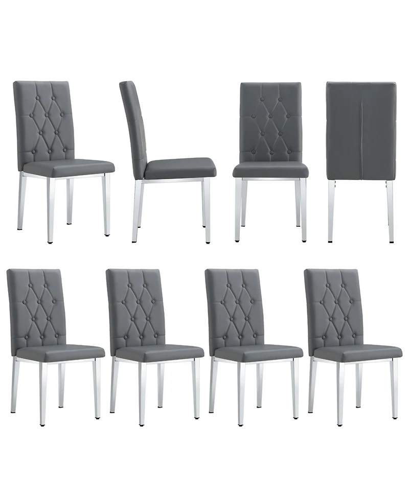 Streamdale 8-Piece Gray Armless Dining Chairs Elegance Meets Vintage
