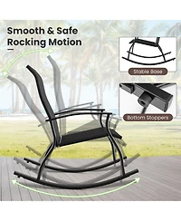 Gouun 2 Pieces Outdoor Rocking Chairs with Breathable Backrest
