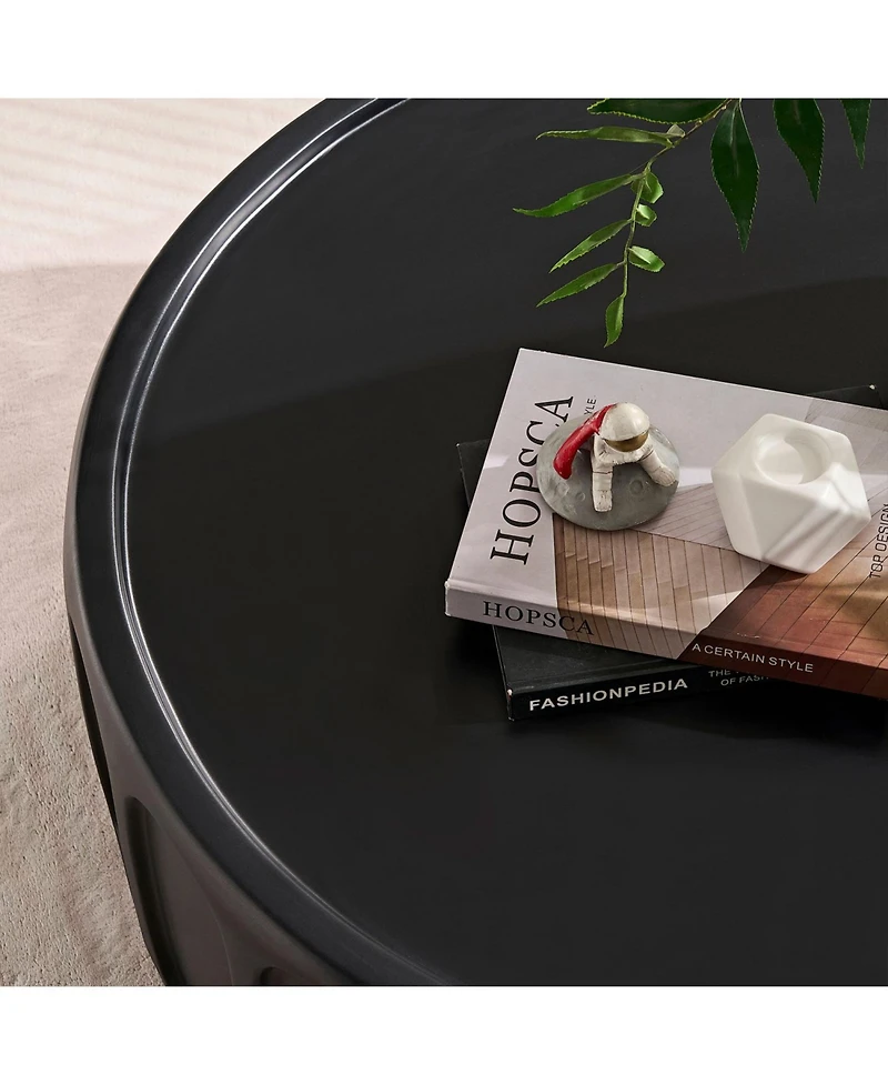 35" Modern Black Fiberglass Coffee Table