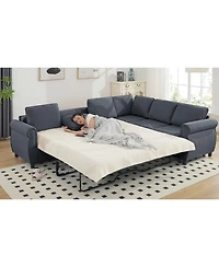 Streamdale 2-in-1 Sleeper Sofa, 6-Seater Sectional Couch Bed, 104" Gray Sofa Bed for Living Room