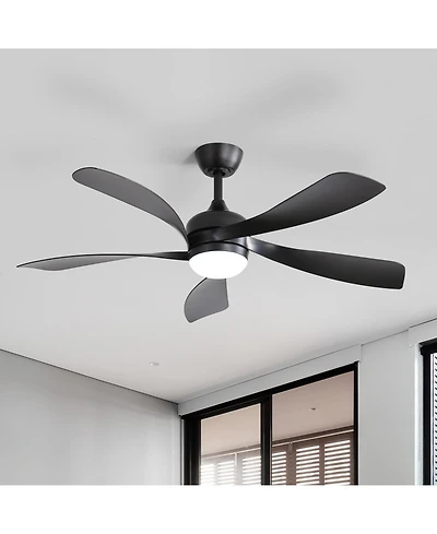 52'' Modern 5-blade Tri color Ceiling Fan Light with Remote Control and Timing Function for Indoor