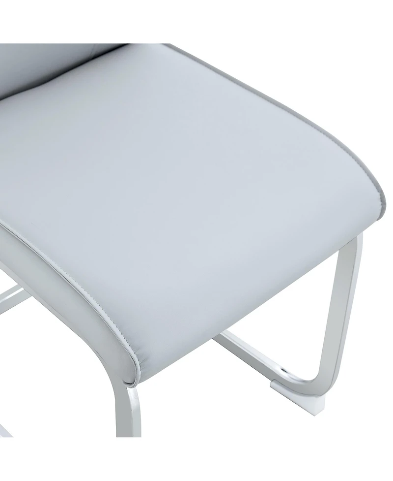 Streamdale Arch Dining Chairs - Light Gray Pu, Silver Legs - Set of 6