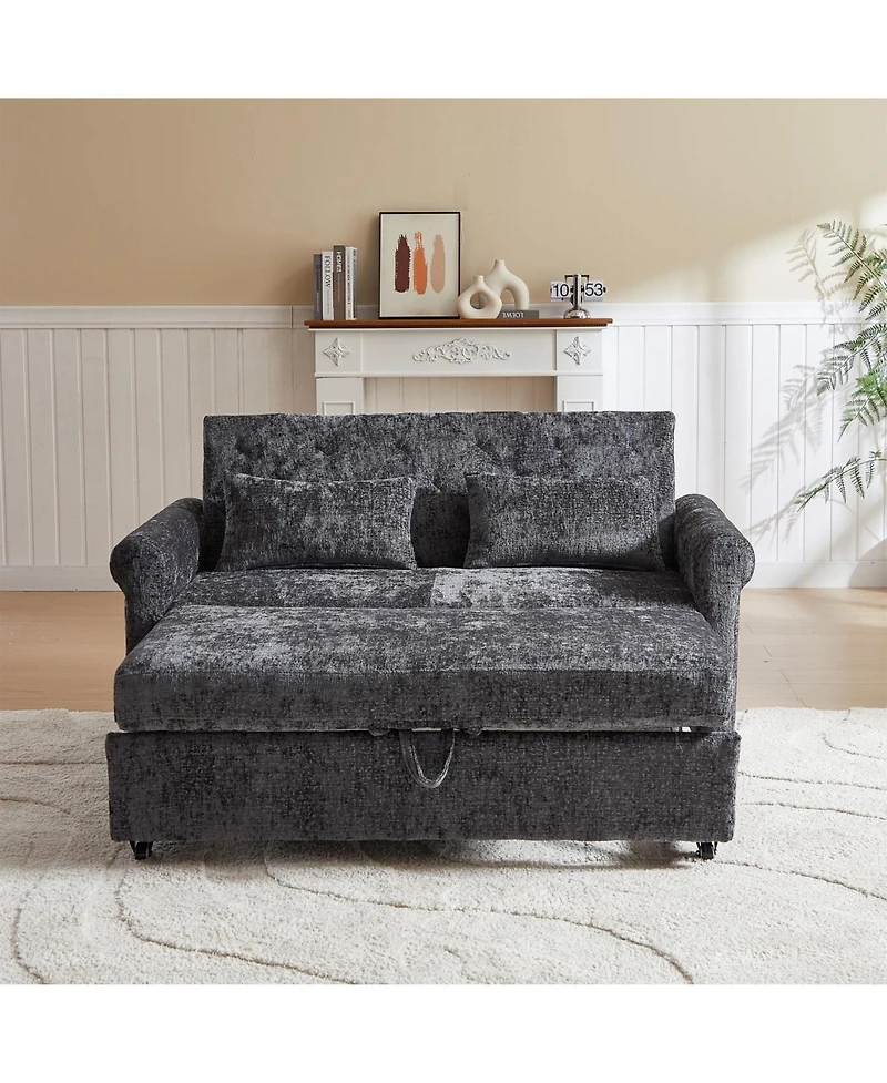 Streamdale Upholstered Sofa Bed - Chenille Loveseat with Adjustable Back