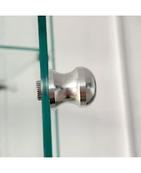 Streamdale Furniture White Tempered Glass Cabinet w/ Lights, Locks & Adjustable Feet