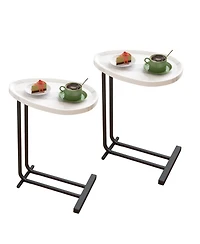 Streamdale 2-Piece C-Shaped End Table with Slide (White)