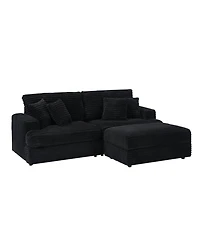 Streamdale 82 inches black corduroy sofa, storage feet +4 throw pillows, create a living room, office fashion new darling!