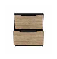 Two Drawer Faux Wood Nightstand for Lamps Books and Bedroom Organization