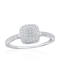 Sterling Silver Square Pave Cz Ring