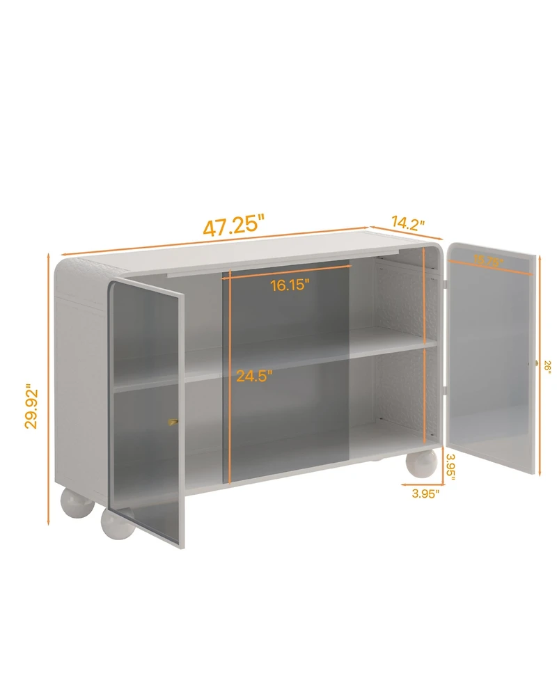 Streamdale Glass Storage Cabinet, Floor-to-Ceiling (White)