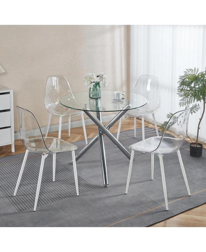 Streamdale Round Glass Dining Table Chrome Leg
