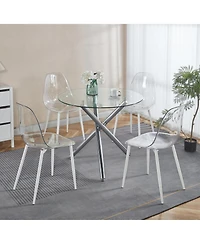 Streamdale Round Glass Dining Table Chrome Leg
