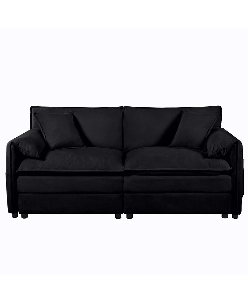 Streamdale Black Deep Seat Sectional Sofa with Ottomans & Pillows