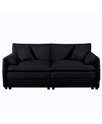 Streamdale Black Deep Seat Sectional Sofa with Ottomans & Pillows