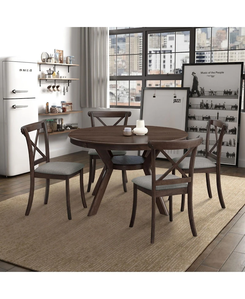 Streamdale Rubber Wood Dining Table with Trestle Base (Dark Brown)