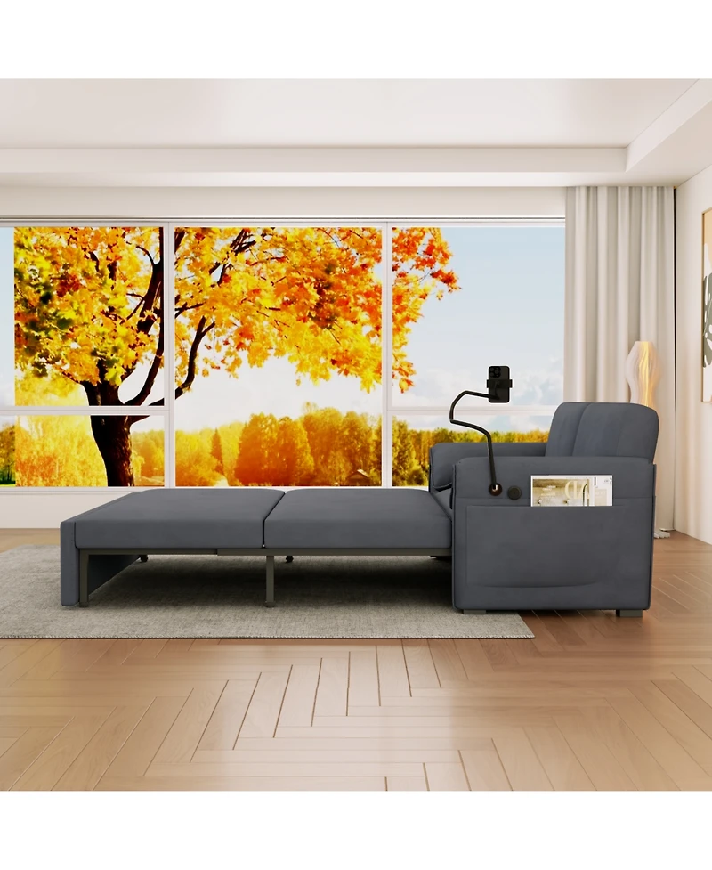 Streamdale 63" Velvet Multifunctional Sofa Bed (3-in-1)