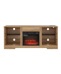 Streamdale Electric Fireplace Tv Stand with Glass Shelves (62" Max)