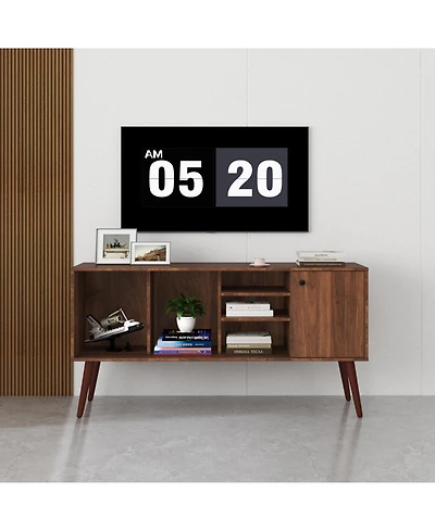 Streamdale Tv Stand Use in Living Room Furniture with 1 storage and 3 shelves Cabinet