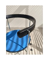 Streamdale Modern Folding Dining Chair, Upholstered with Wood Back, Chrome Frame (Blue, 1 Pack)