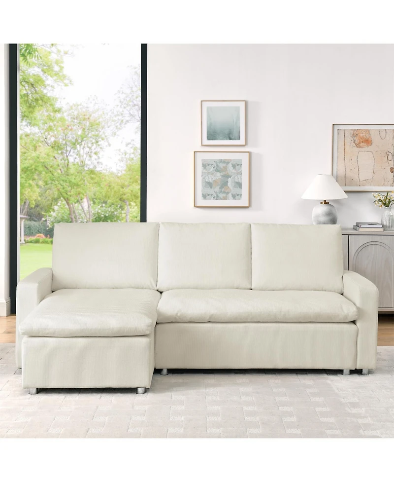 Streamdale L-Shaped Convertible Sofa Bed with Pull-Out Bed, Storage and Washable Covers