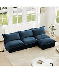 Modern Armless Sectional with Reversible Ottoman, Free Combination Sofa Couch