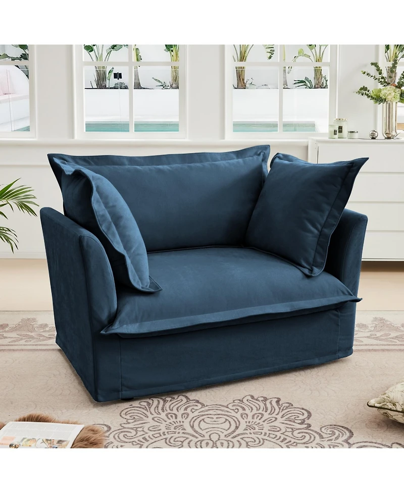 Streamdale Cozy Blue Chenille Armchair with Ample Cushioning