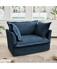 Streamdale Cozy Blue Chenille Armchair with Ample Cushioning