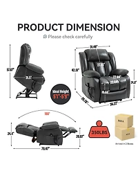 Streamdale Electric Grey Power Lift Recliner with Vibration Massage and Heating