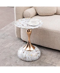 Streamdale Modern Round Coffee Table, Metal Pedestal Table for Small Spaces