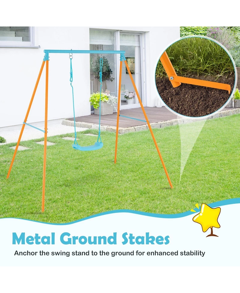 Outdoor Heavy Duty Metal Toddler Swing Set with Stand