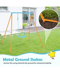 Outdoor Heavy Duty Metal Toddler Swing Set with Stand