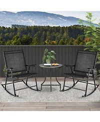 Folding Rocking Chair with Breathable Seat Fabric Set of 2