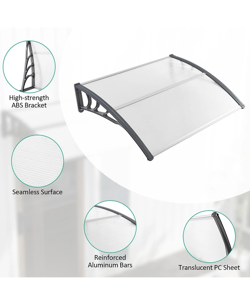 48 x 40 Inch Outdoor Front Door Window Awning Door Canopy Exterior