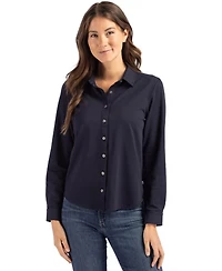 Cutter & Buck Women's Advantage Tri-Blend Eco Soft Pique Long Sleeve Knitted Button Up