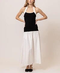 Line & Dot Women's Kohl Mixed-Media Halter-Neck Dress