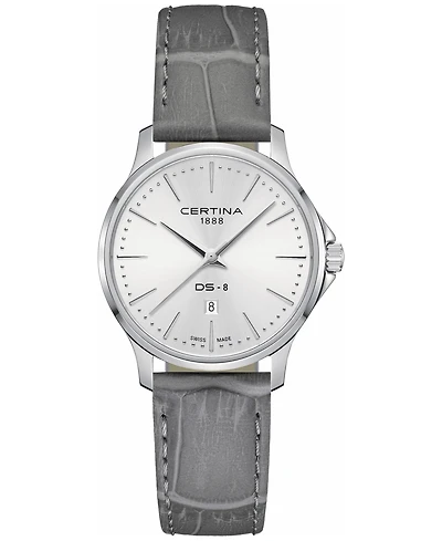 Certina Women's Swiss Ds-8 Gray Leather Strap Watch 31mm