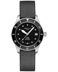 Certina Women's Swiss Ds Heritage Black Nylon Strap Watch 38mm