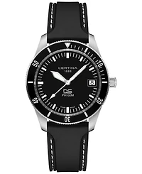 Certina Men's Swiss Ds Heritage Black Rubber Strap Watch 41mm
