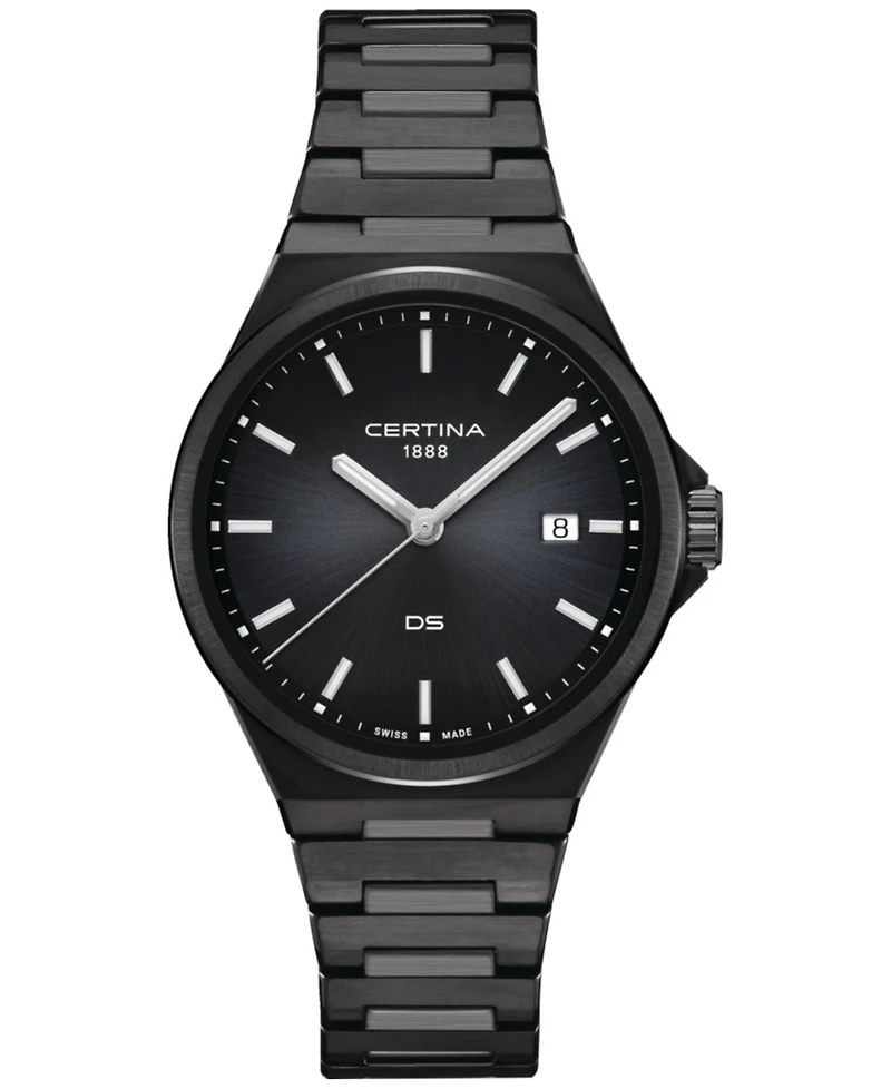 Certina Men's Swiss Ds-7 Black-Tone Stainless Steel Bracelet Watch 39mm