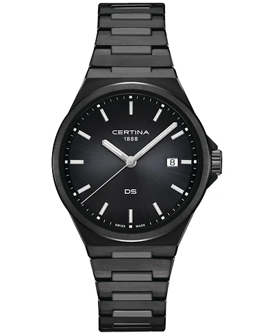 Certina Men's Swiss Ds-7 Black-Tone Stainless Steel Bracelet Watch 39mm