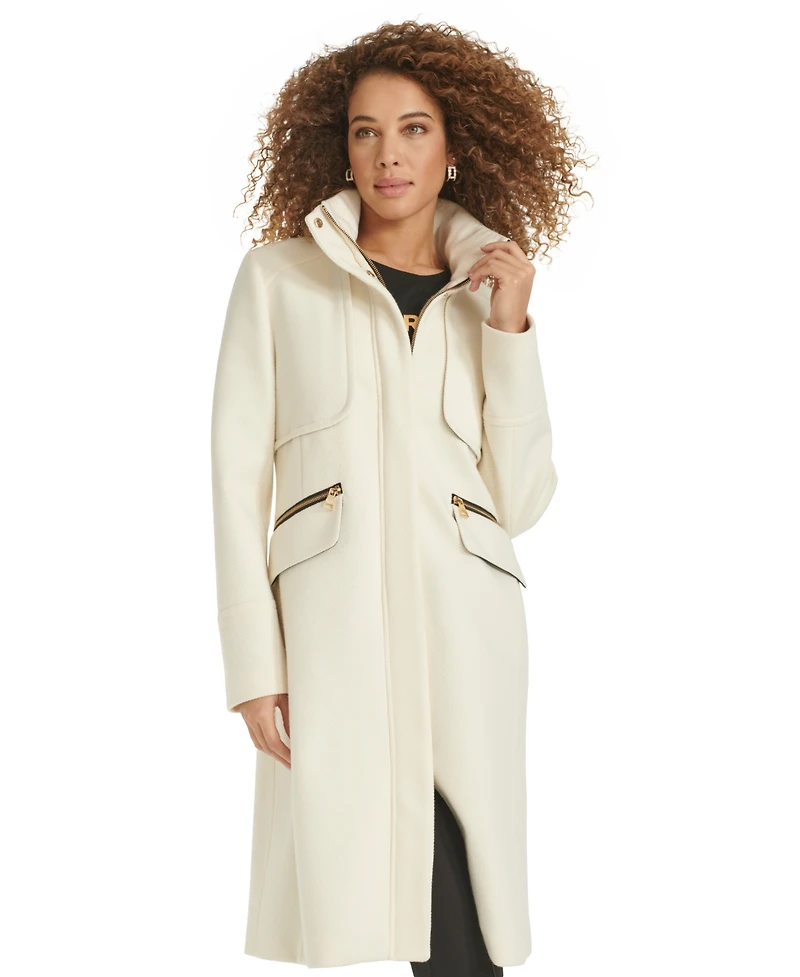 Karl Lagerfeld Paris Women's Zip-Front Boucle Coat, Created for Macy's