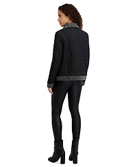 Karl Lagerfeld Paris Women's Quilted Tweed-Trim Coat