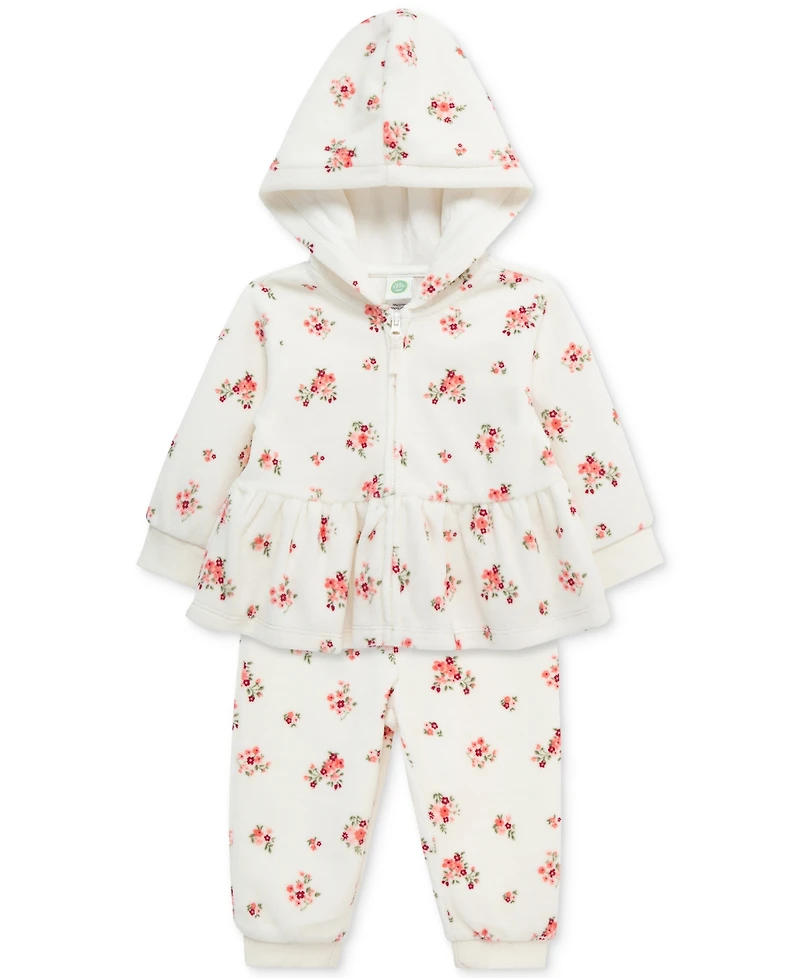 Little Me Baby Girls Garden Hoodie & Pants, 2 Piece Set