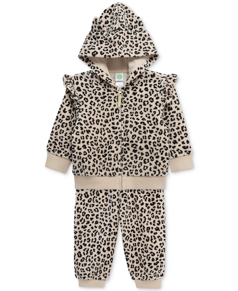 Little Me Baby Girls Zip-Up Leopard Hoodie & Pants, 2 Piece Set