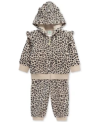 Little Me Baby Girls Zip-Up Leopard Hoodie & Pants, 2 Piece Set