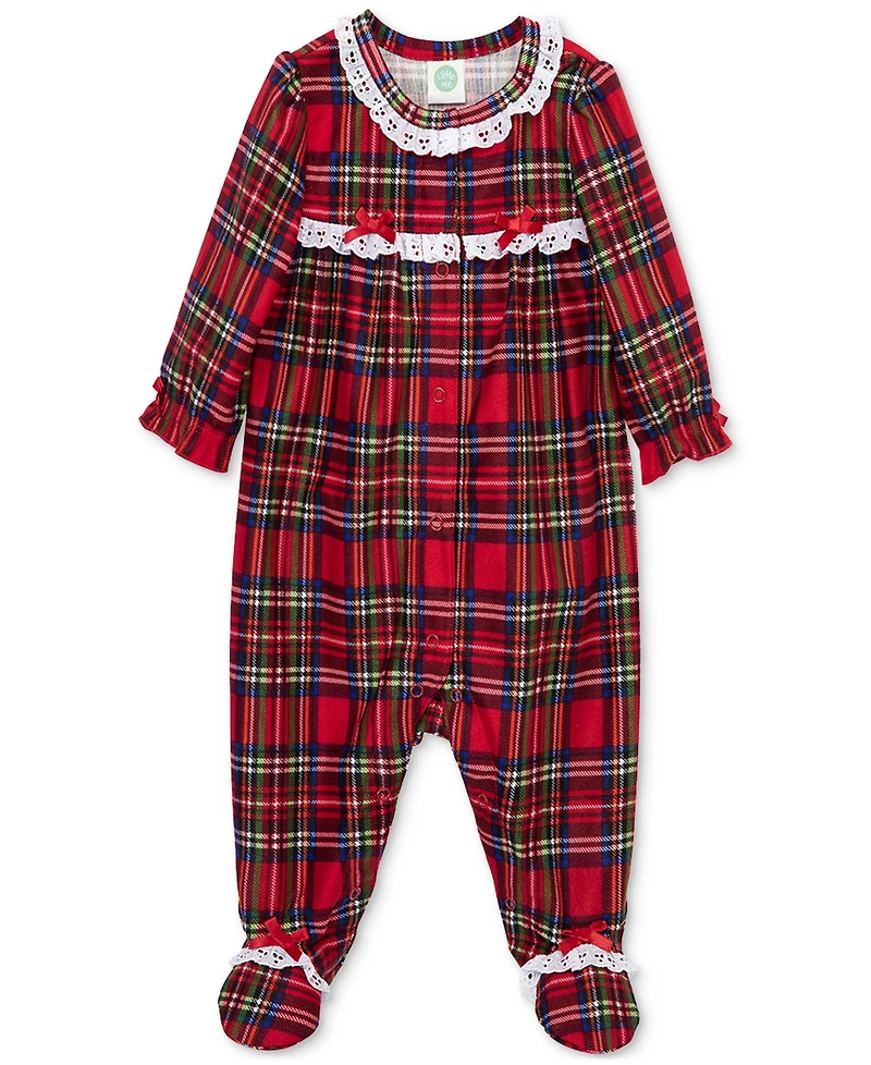 Little Me Baby Girls Plaid Footed Coverall