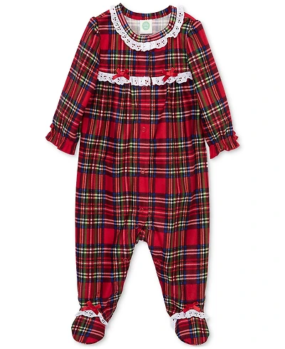 Little Me Baby Girls Plaid Footed Coverall