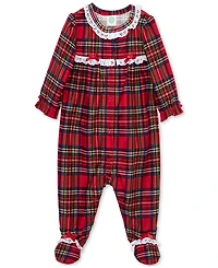 Little Me Baby Girls Plaid Footed Coverall